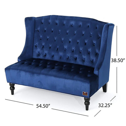 Office Sofa: 50.25'' Velvet Recessed Arm Loveseat