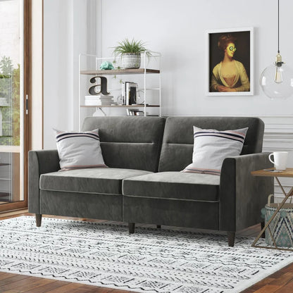 Office Sofa : DIN 72'' Velvet Tuxedo Arm Sofa
