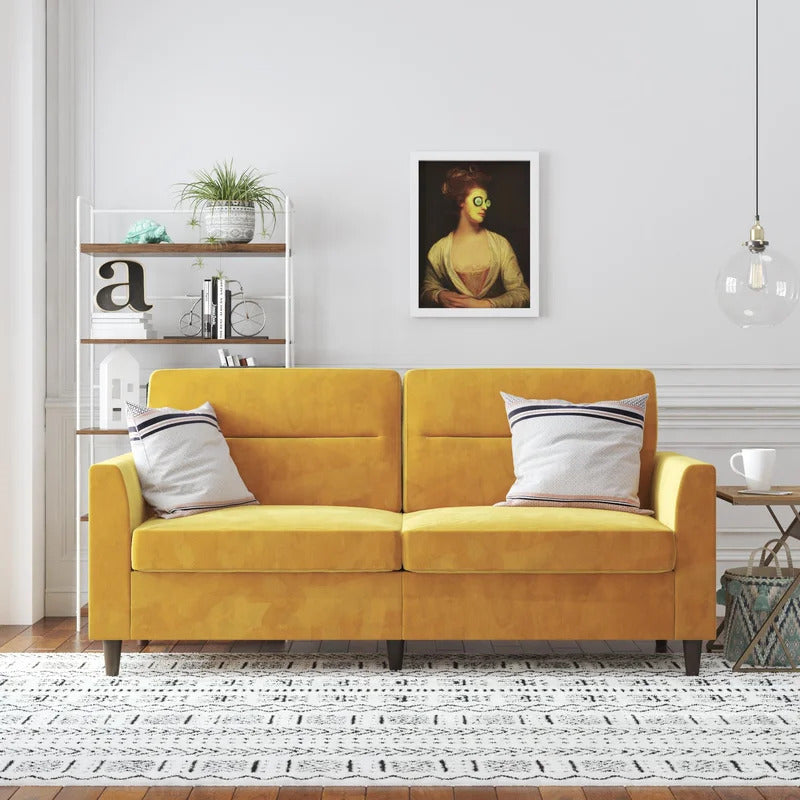 Office Sofa : DIN 72'' Velvet Tuxedo Arm Sofa