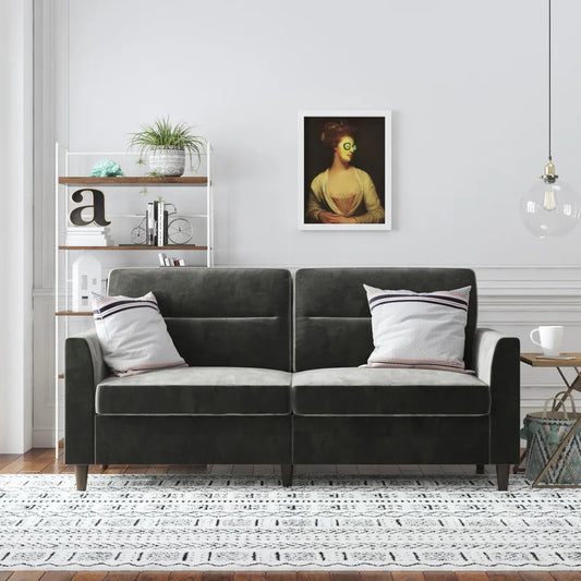 Office Sofa : DIN 72'' Velvet Tuxedo Arm Sofa
