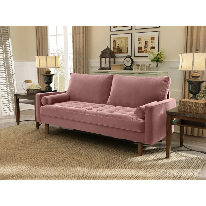 Office Sofa : JOHN 69.68'' Velvet Square Arm Sofa