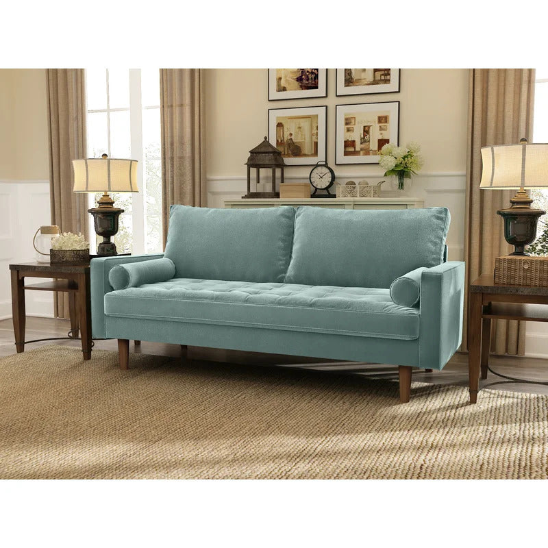 Office Sofa : JOHN 69.68'' Velvet Square Arm Sofa