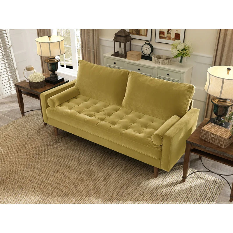Office Sofa : JOHN 69.68'' Velvet Square Arm Sofa