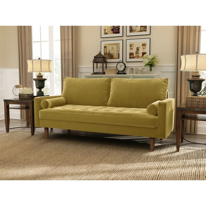 Office Sofa : JOHN 69.68'' Velvet Square Arm Sofa