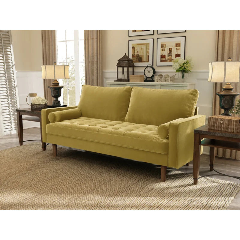Office Sofa : JOHN 69.68'' Velvet Square Arm Sofa