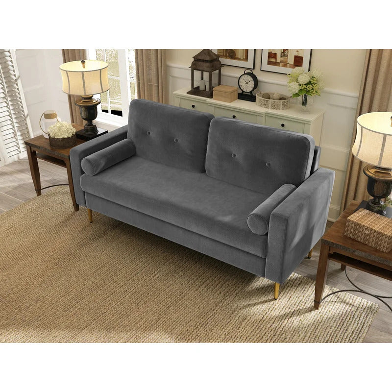 Office Sofa : JOY 71.26'' Velvet Square Arm 2 Seater Sofa Set