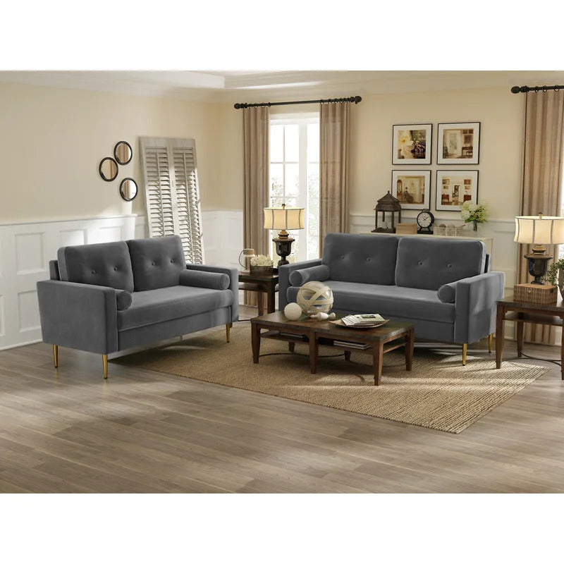 Office Sofa : JOY 71.26'' Velvet Square Arm 2 Seater Sofa Set