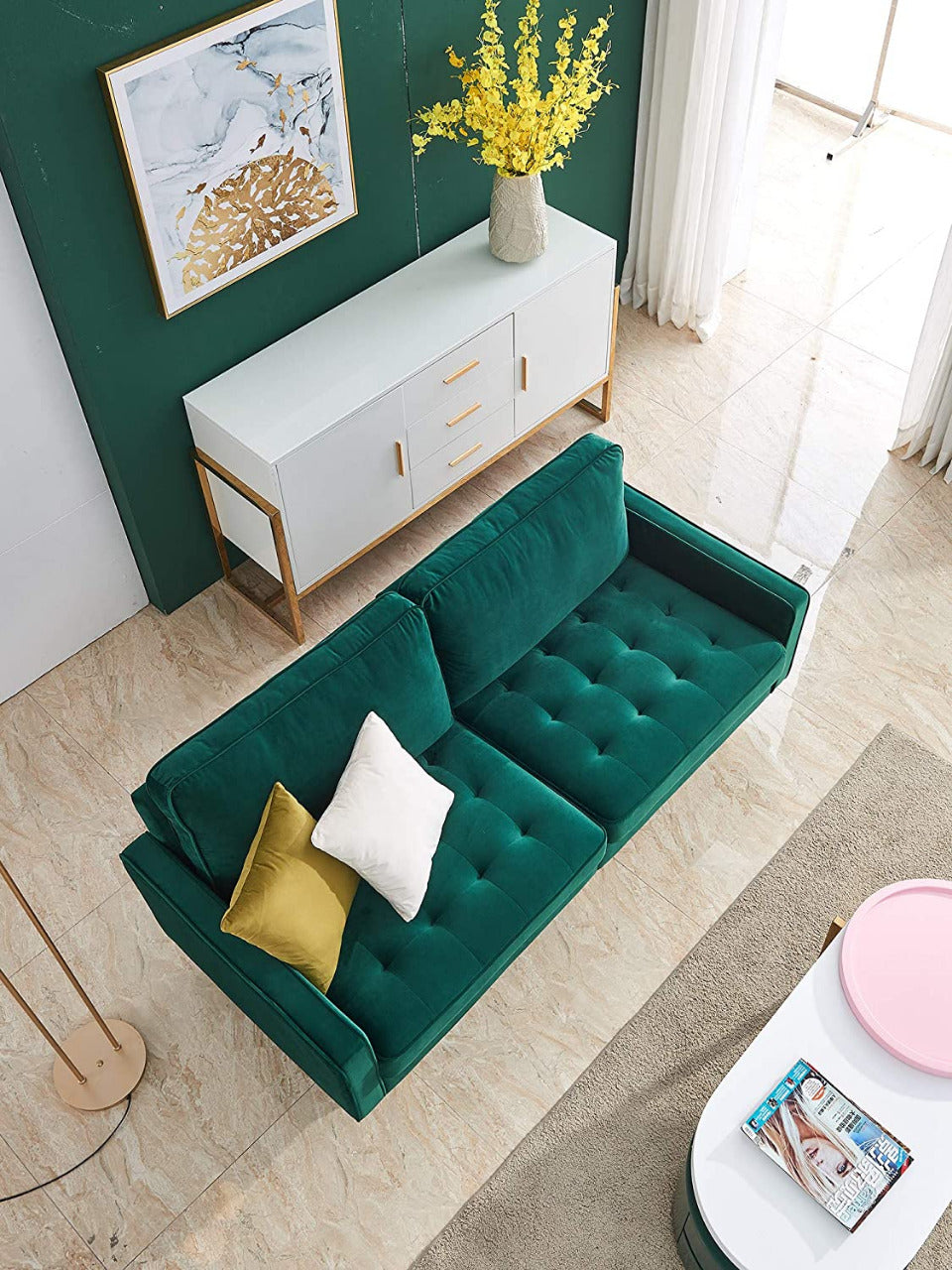 Office Sofa : JOY 71.6'' Velvet Square Arm Sofa