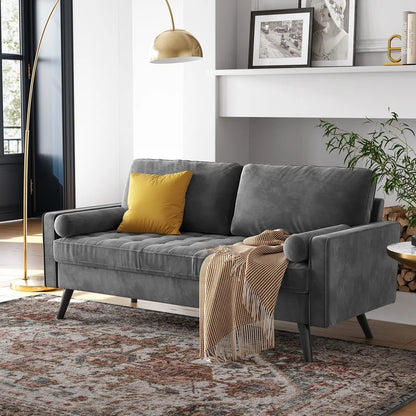 Office Sofa : KIA 69.7'' Velvet Square Arm Sofa