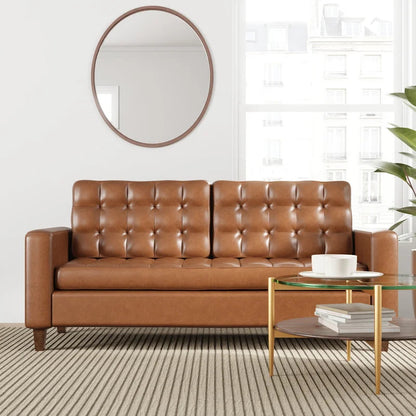 Office Sofa : SID 76'' Vegan Leatherette Square Arm Sofa