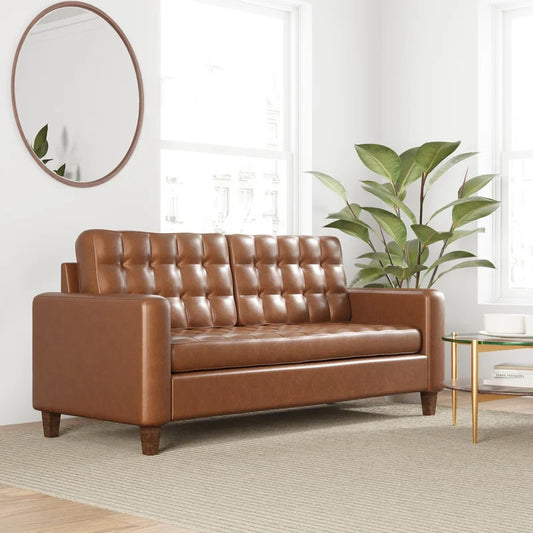 Office Sofa : SID 76'' Vegan Leatherette Square Arm Sofa