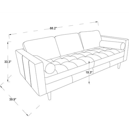Office Sofa : ZEN 84'' Velvet Square Arm Sofa