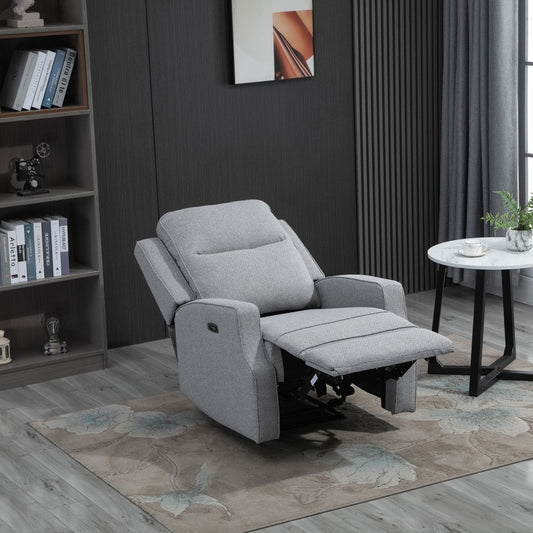 One seater sofa: Alzena Grey Fabric Upholstered Recliner Chair/Armchair Sofa With Retractable Footrest