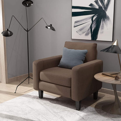 Sofa Chair: Armchair Upholstered Single Chair Fabric Sofa for Living Room, Office, (Brown)