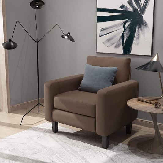 Sofa Chair: Armchair Upholstered Single Chair Fabric Sofa for Living Room, Office, (Brown)