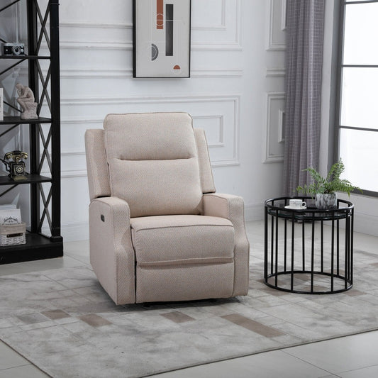 One seater sofa: Fabric Upholstered Recliner Chair/Armchair Sofa With Retractable Footrest