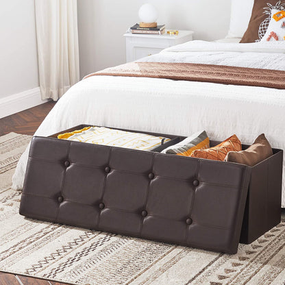 Ottomans : 43 Inches Folding Ottoman Bench, Storage Chest Footrest Padded Seat