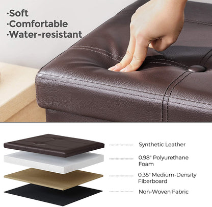 Ottomans : 43 Inches Folding Ottoman Bench, Storage Chest Footrest Padded Seat