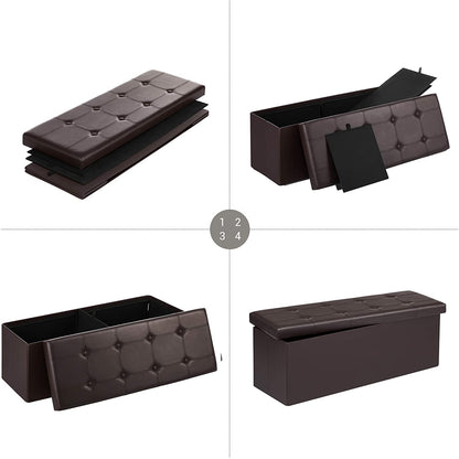 Ottomans : 43 Inches Folding Ottoman Bench, Storage Chest Footrest Padded Seat