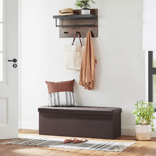 Ottomans : 43 Inches Folding Ottoman Bench, Storage Chest Footrest Padded Seat