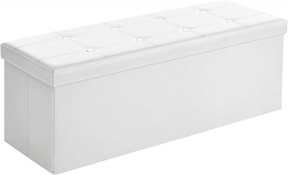 Ottomans : 43 Inches Folding Ottoman Bench, Storage Chest Footrest Padded Seat