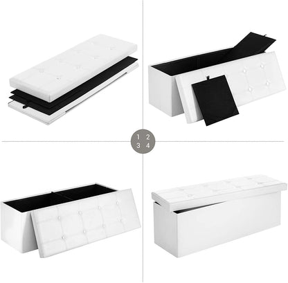 Ottomans : 43 Inches Folding Ottoman Bench, Storage Chest Footrest Padded Seat