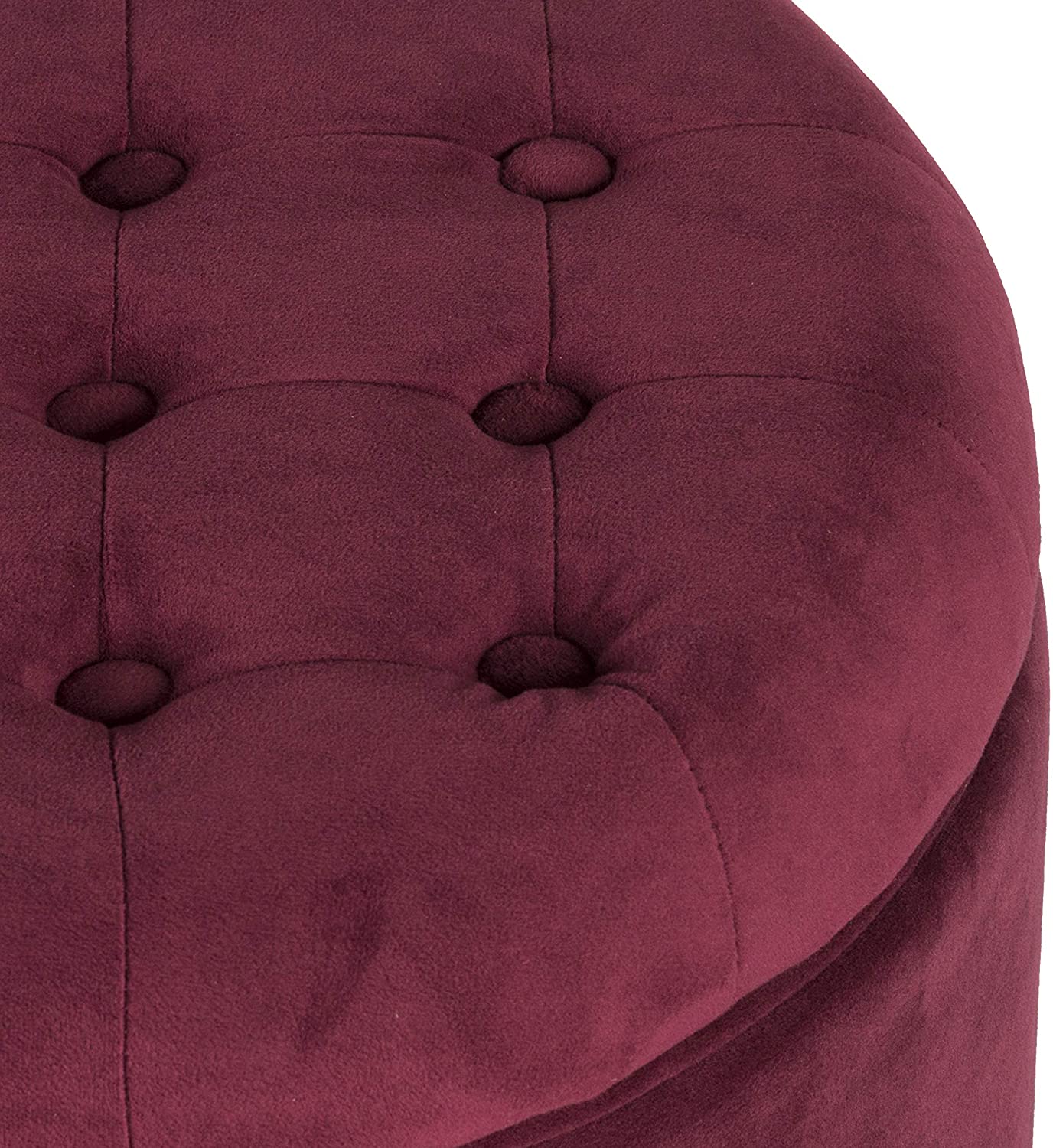 Ottomans : Fabric Upholstered Round Storage Ottoman with Removable Lid