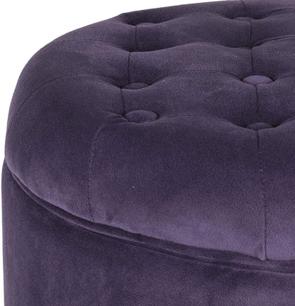Ottomans : Fabric Upholstered Round Storage Ottoman with Removable Lid