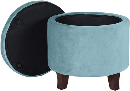 Ottomans : Fabric Upholstered Round Storage Ottoman with Removable Lid