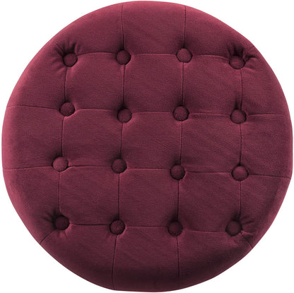 Ottomans : Fabric Upholstered Round Storage Ottoman with Removable Lid