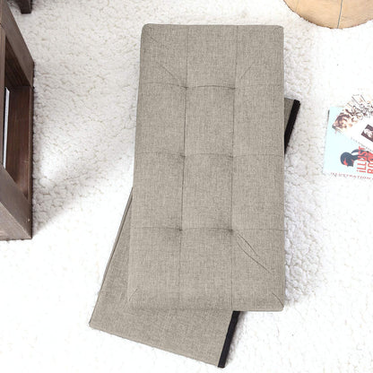 Ottomans : Foldable Tufted Linen Large Storage Ottoman