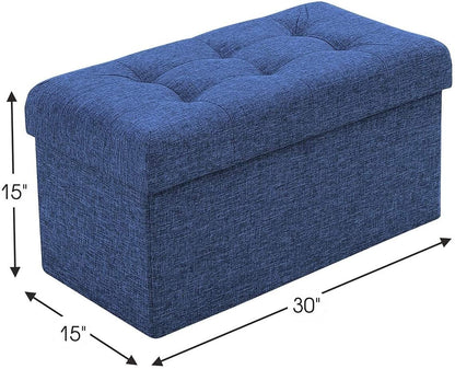 Ottomans : Foldable Tufted Linen Large Storage Ottoman