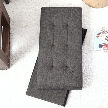 Ottomans : Foldable Tufted Linen Large Storage Ottoman