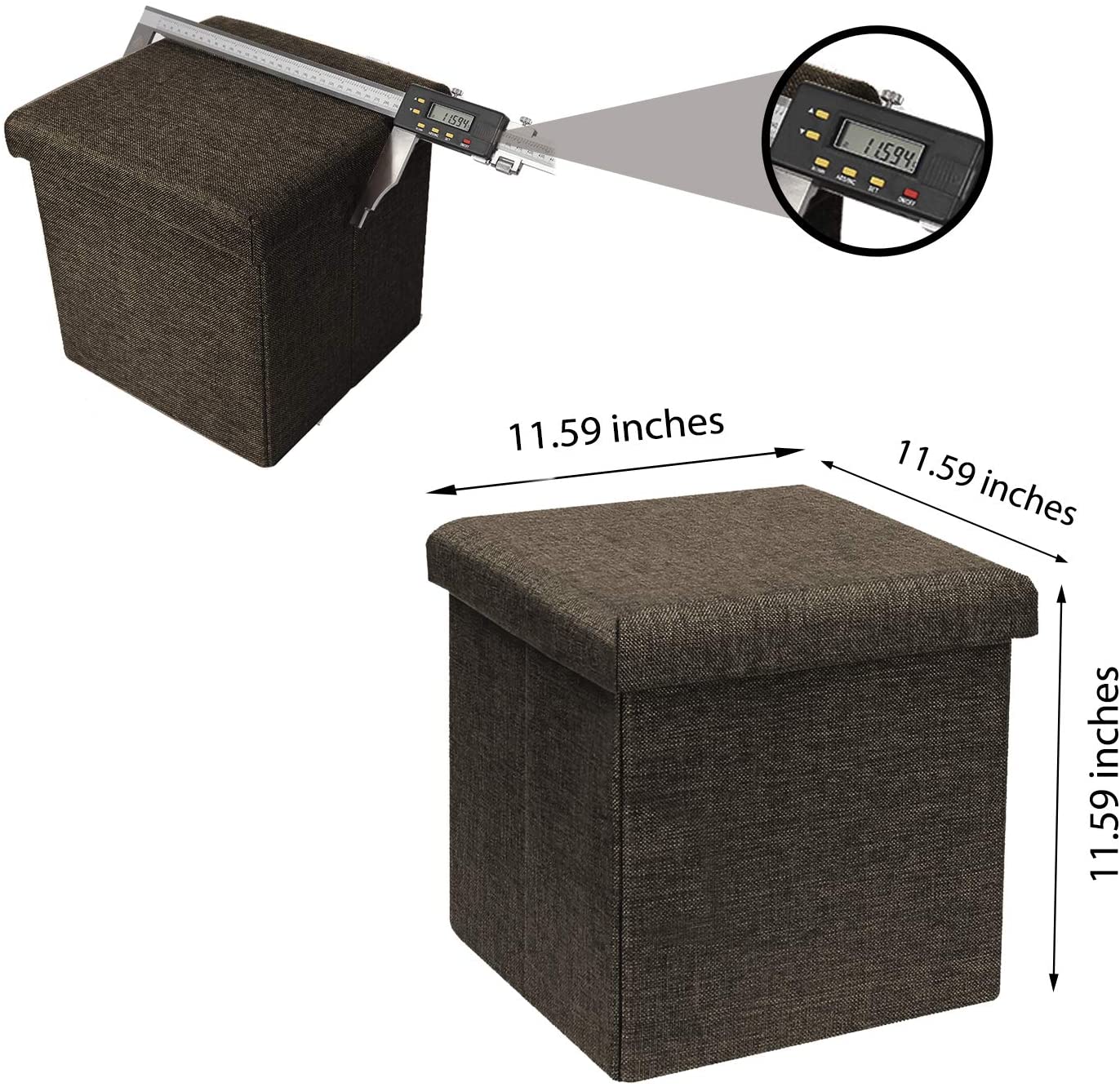 Ottomans : Folding Storage Ottoman Cube with Faux Leatherette