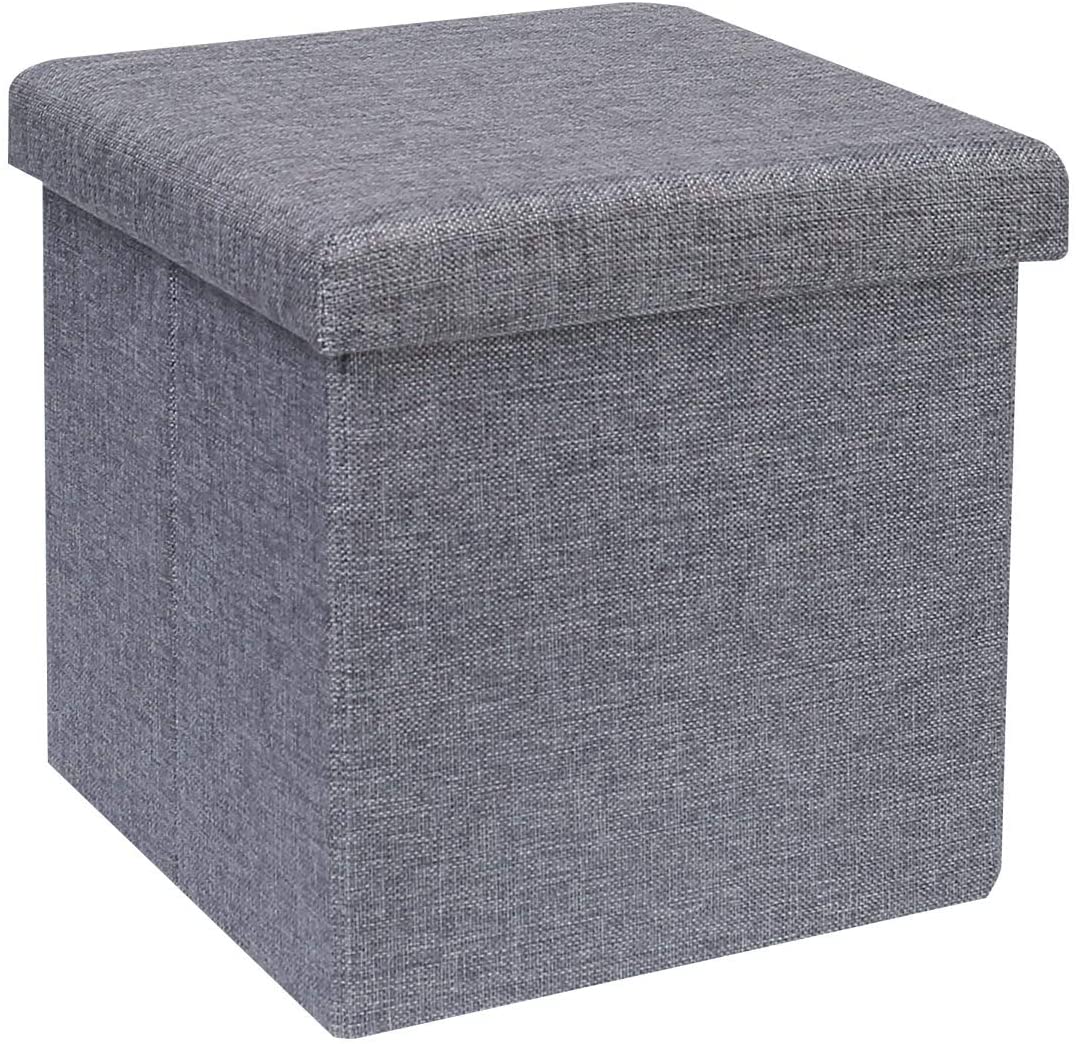 Ottomans : Folding Storage Ottoman Cube with Faux Leatherette
