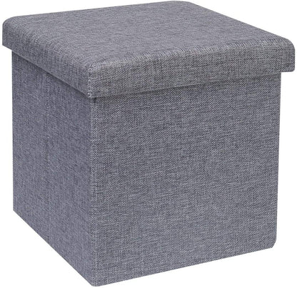 Ottomans : Folding Storage Ottoman Cube with Faux Leatherette