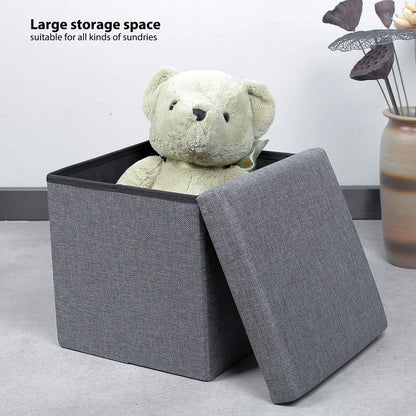 Ottomans : Folding Storage Ottoman Cube with Faux Leatherette