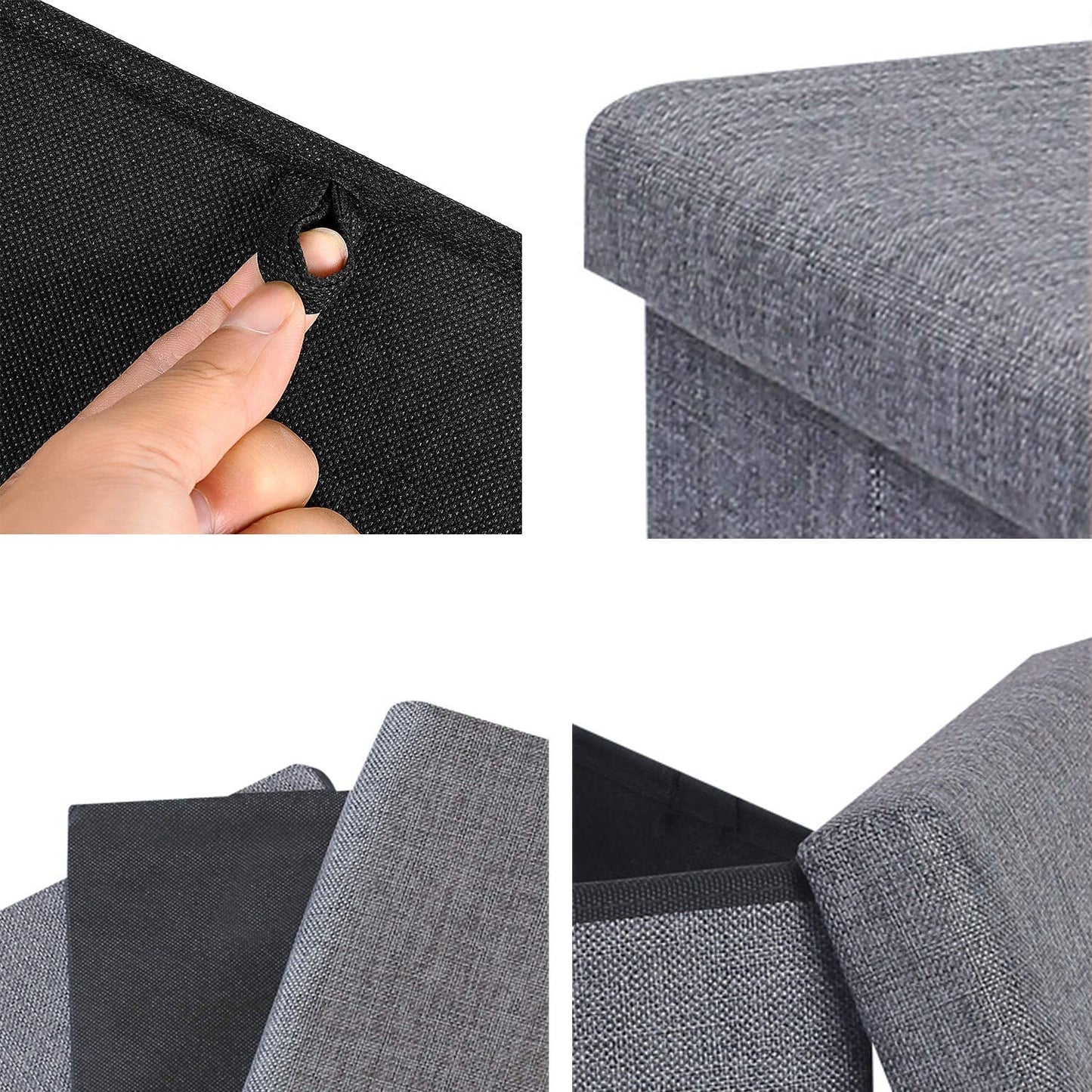 Ottomans : Folding Storage Ottoman Cube with Faux Leatherette