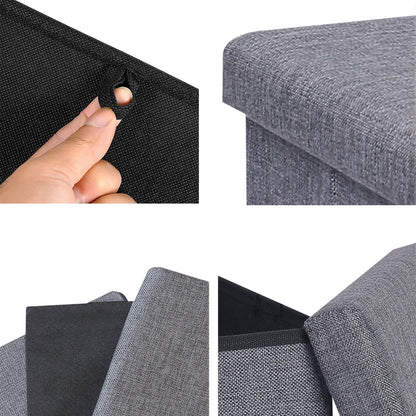 Ottomans : Folding Storage Ottoman Cube with Faux Leatherette