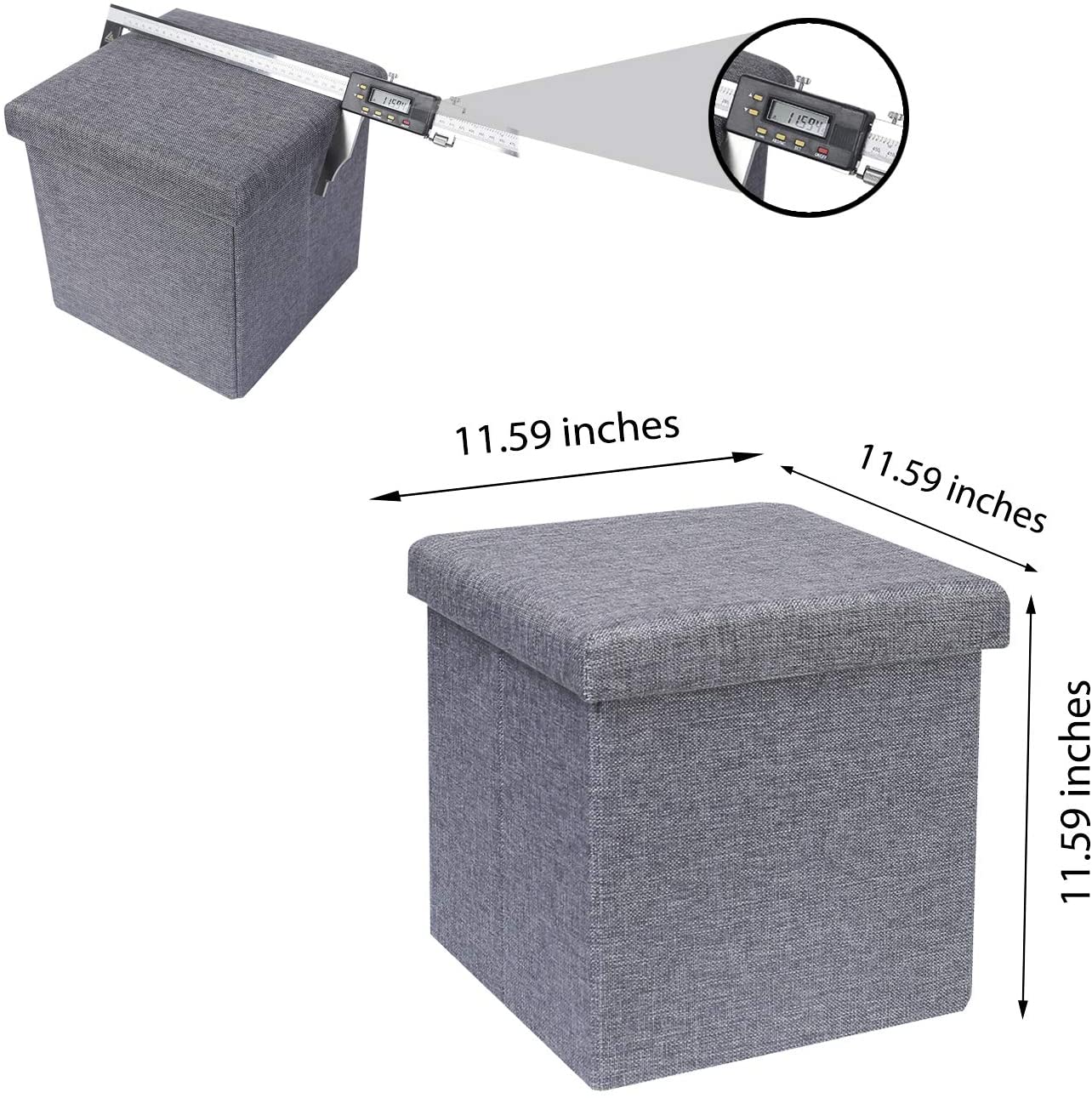Ottomans : Folding Storage Ottoman Cube with Faux Leatherette
