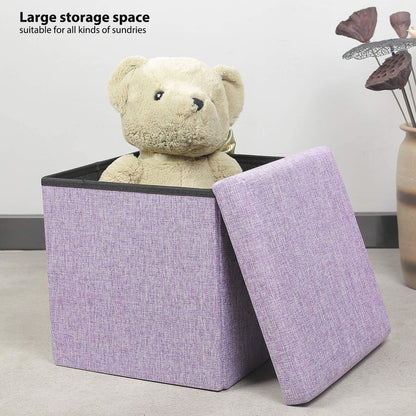 Ottomans : Folding Storage Ottoman Cube with Faux Leatherette