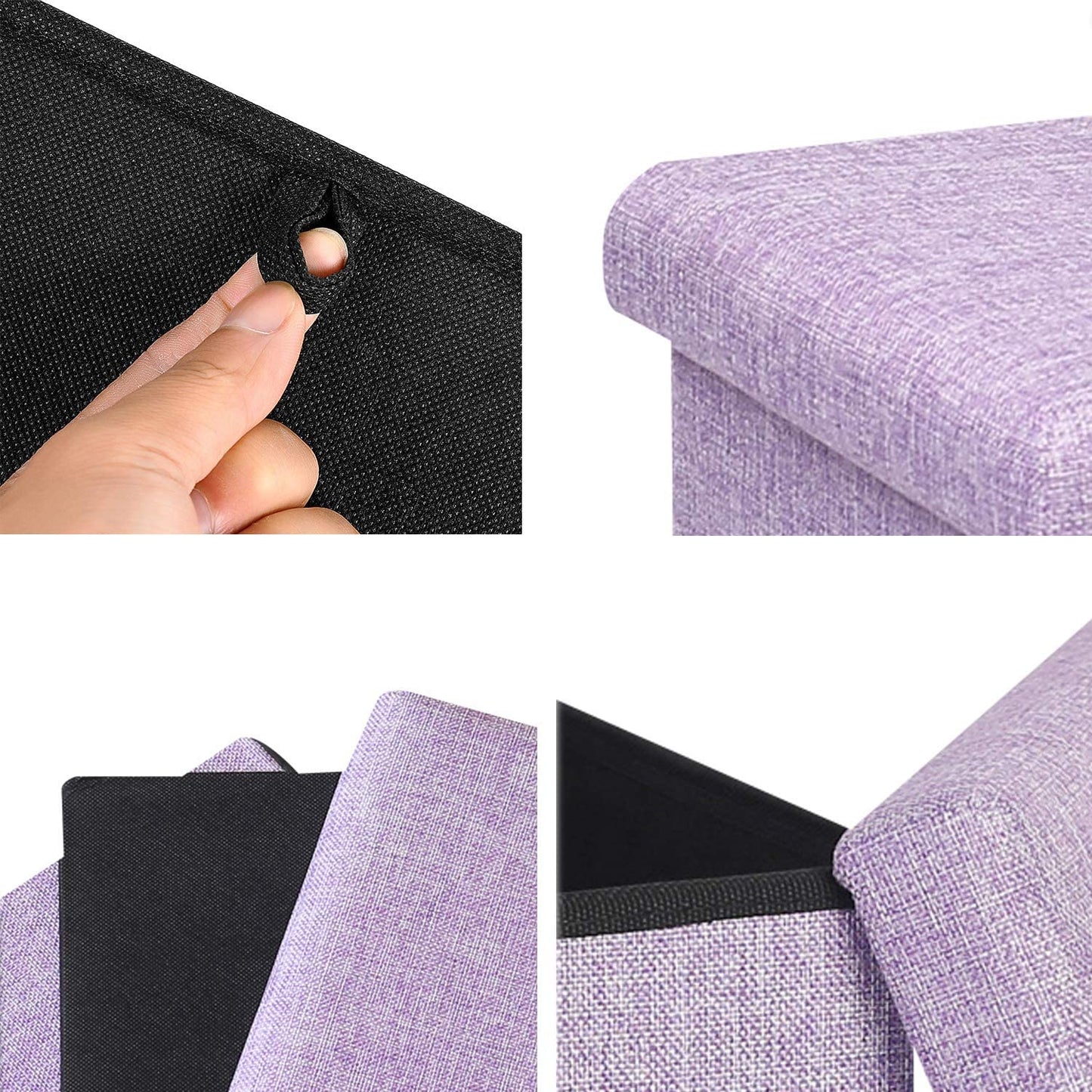 Ottomans : Folding Storage Ottoman Cube with Faux Leatherette