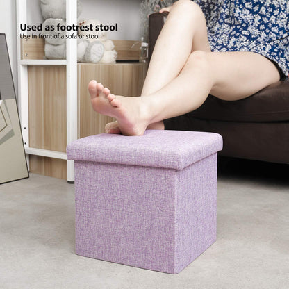 Ottomans : Folding Storage Ottoman Cube with Faux Leatherette
