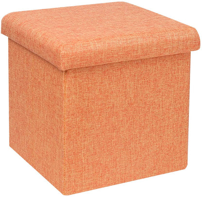 Ottomans : Folding Storage Ottoman Cube with Faux Leatherette