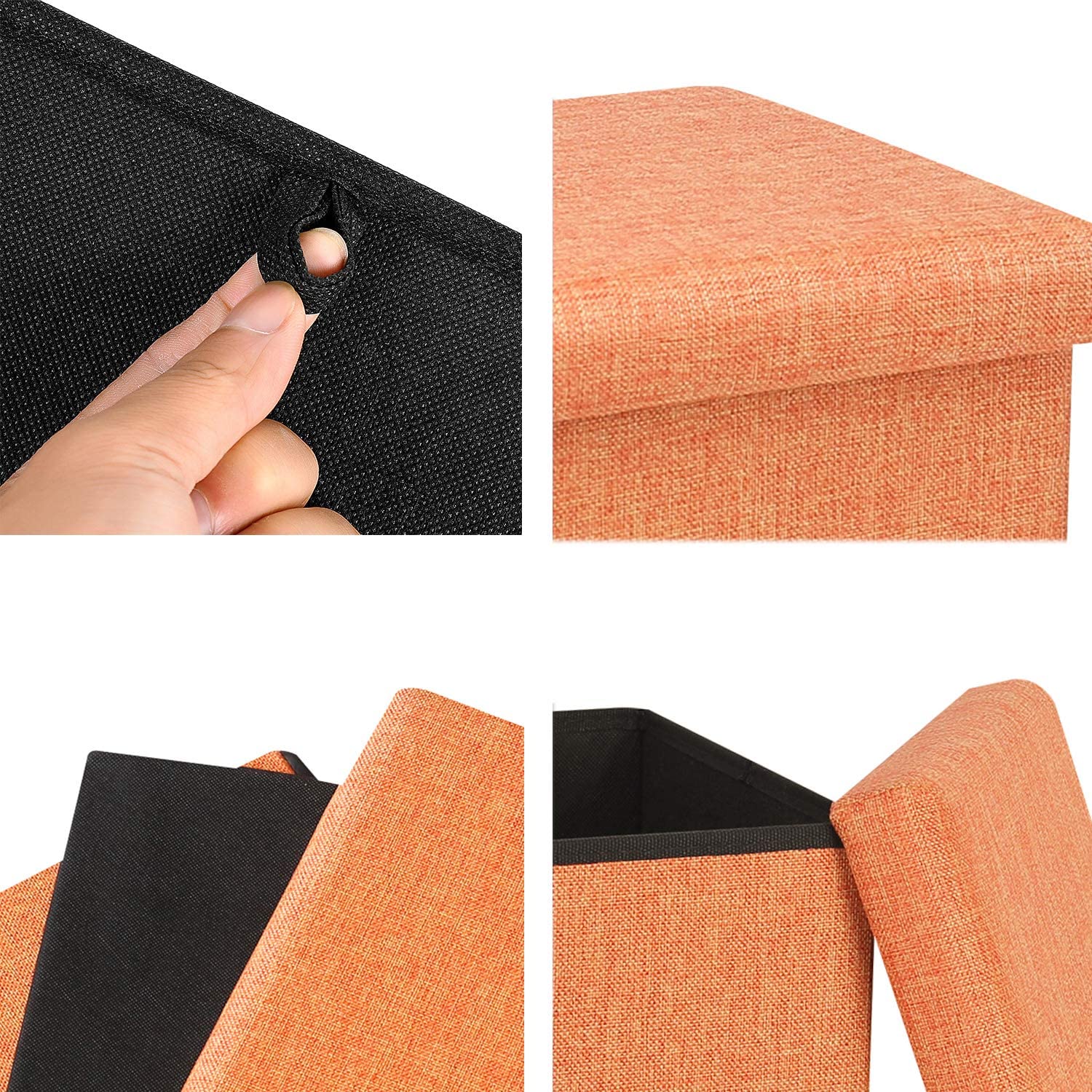 Ottomans : Folding Storage Ottoman Cube with Faux Leatherette
