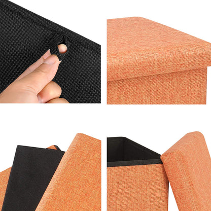 Ottomans : Folding Storage Ottoman Cube with Faux Leatherette