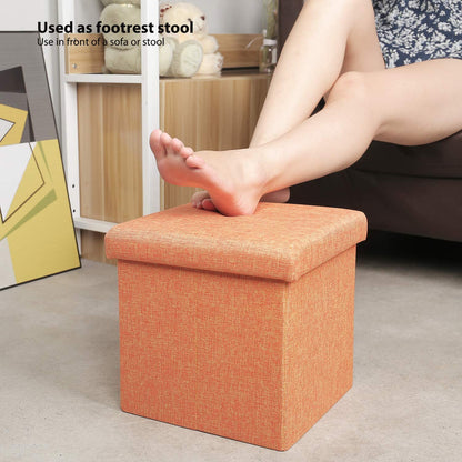 Ottomans : Folding Storage Ottoman Cube with Faux Leatherette