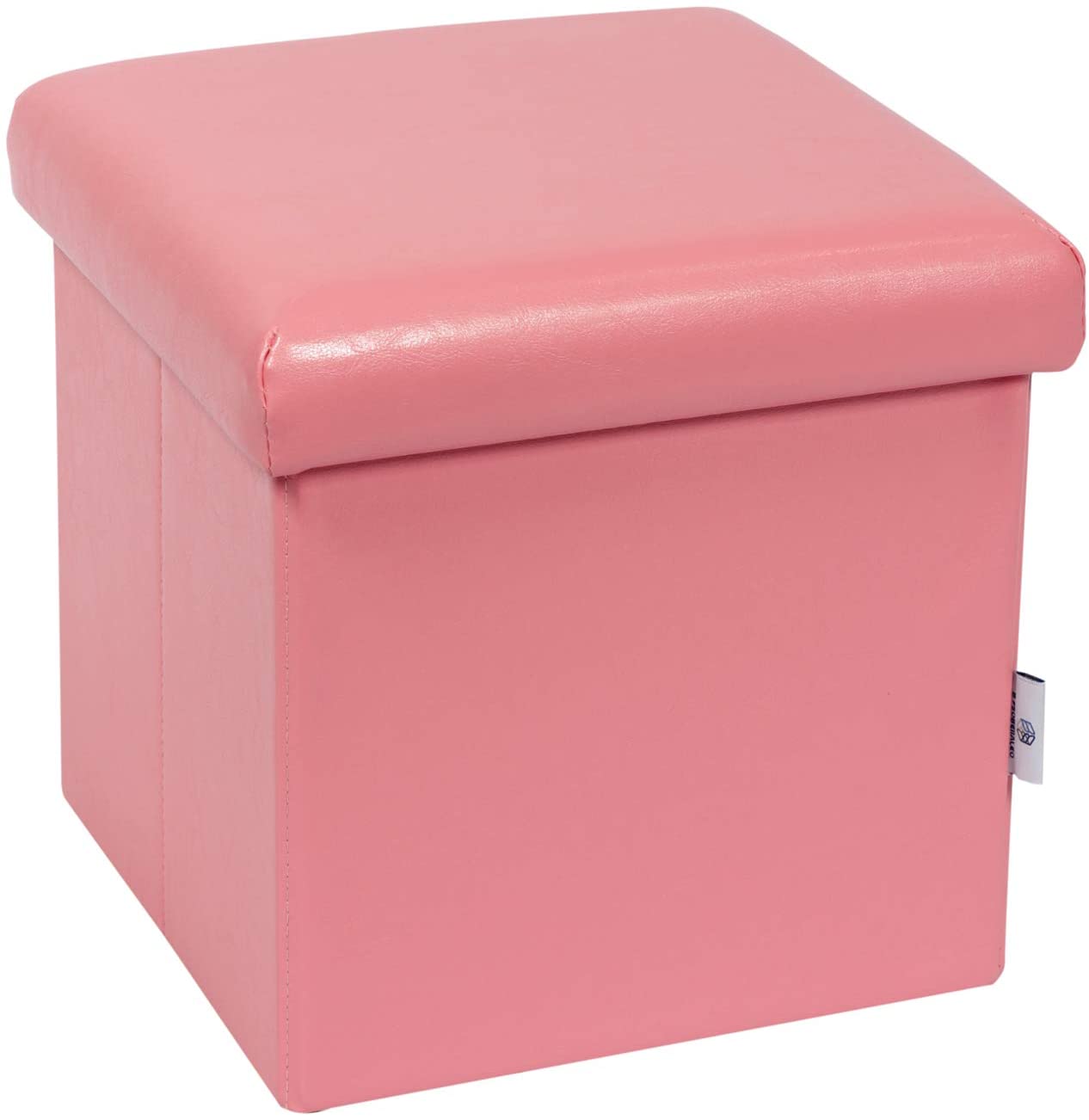 Ottomans : Folding Storage Ottoman Cube with Faux Leatherette