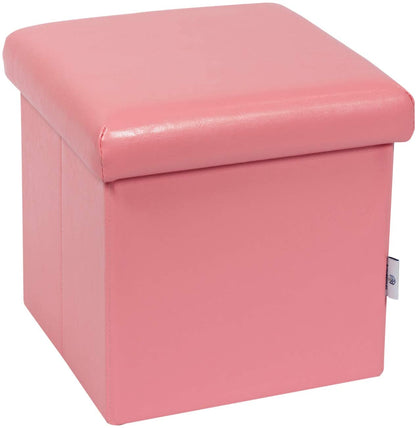 Ottomans : Folding Storage Ottoman Cube with Faux Leatherette
