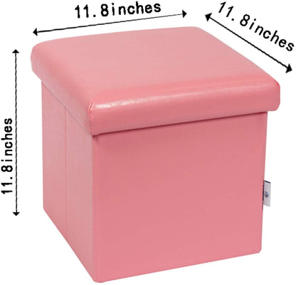 Ottomans : Folding Storage Ottoman Cube with Faux Leatherette